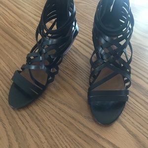 Hinge Black Strappy Sandal